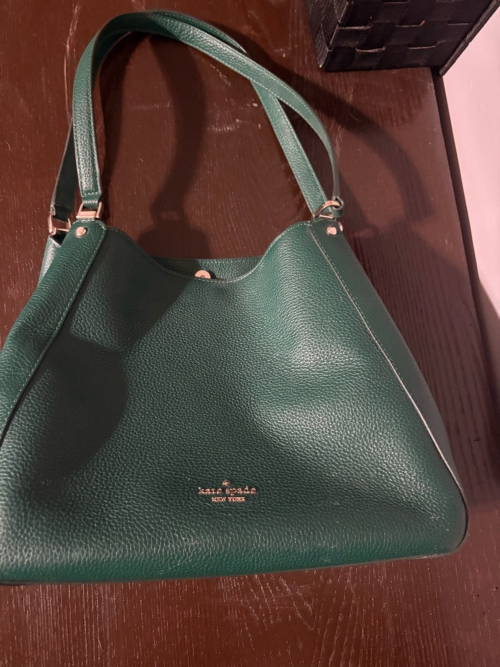 kate spade Emerald Green Pebbled Leather Shoulder Bag with Gold Hardware